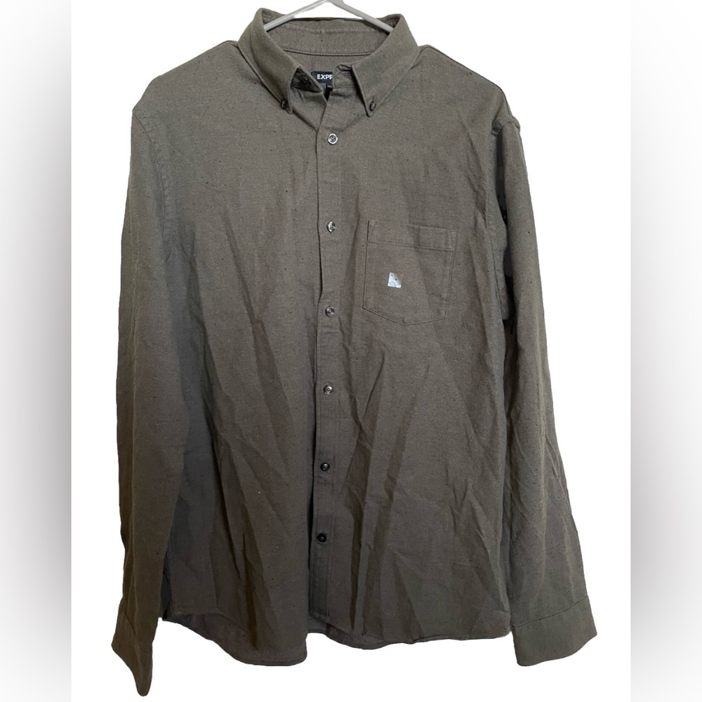 Express Men's Gray Long Sleeve Collared Button Down Shirt Size M